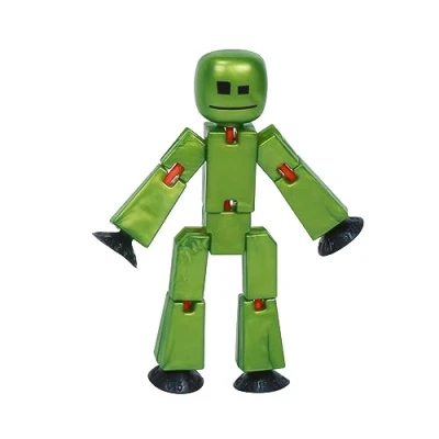 Image of Zing StikBot Single Pack Includes 1 Collectible Action Figures and Accessories, Stop Motion Animation, Ages 4 Up (Metal Olive)