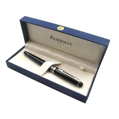 Image of Waterman Expert Premium Rollerball Pen Black Lacquer with Palladium Trim Ink Gift Boxed