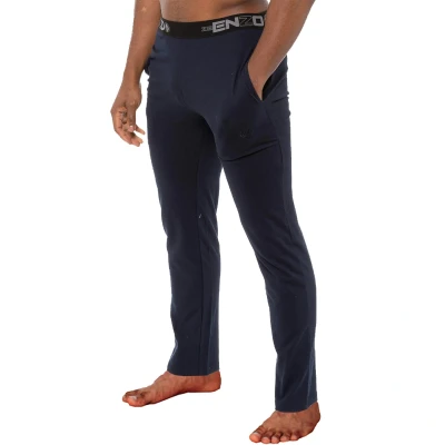 Image of EZLP585 Enzo Mens Pyjama Pants Lounge Bottoms Elasticated Waist Nightwear Trousers PJ Soft Jersey Loungewear Navy Blue L