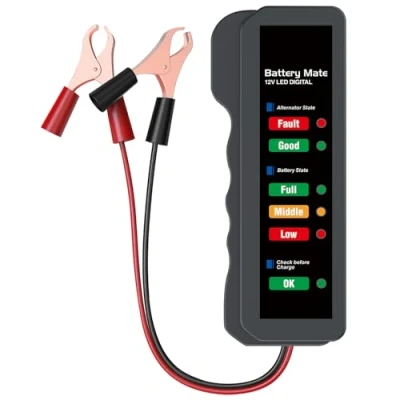 Image of Car Battery Tester 12V, alternator Automotive,Battery Checker, Analyzer to Check &amp; Charging System,LED Indication