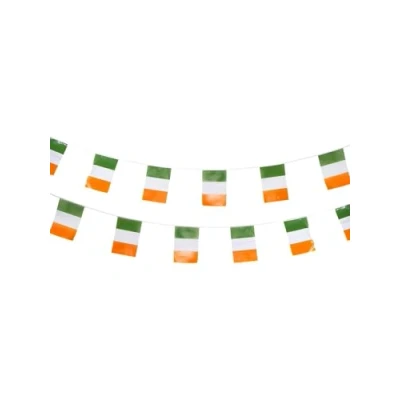 Image of Smiffys St Patricks Day Rectangle Bunting, Plastic 10 Metres, Patricks&#039; Fancy Dress, Adult Dress Up Party Goods
