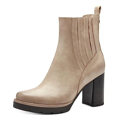 Image of Marco Tozzi Platform ankle boots, Women&#039;s, Size: 8, Taupe High quality imitation leather