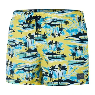 Image of Speedo Men&#039;s Printed Leisure 14&quot; Watershort, Empire Yellow/Pool/Vital Blue/White, XXL