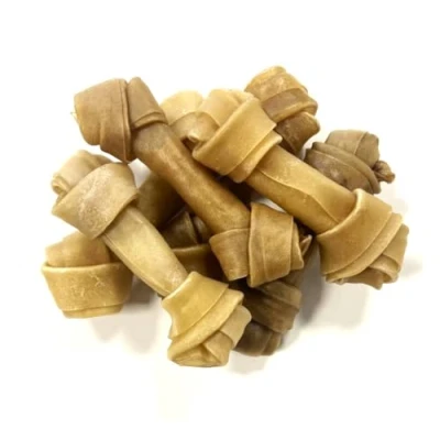 Image of Small 4 inch Knotted Bones x 20 Natural Rawhide Dog Treats LODC