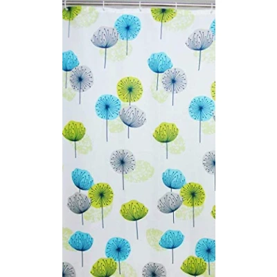 Image of Blue Canyon Dandelion Polyester Shower Curtain Include 12 Hooks, Multi Coloured, 1 Pack