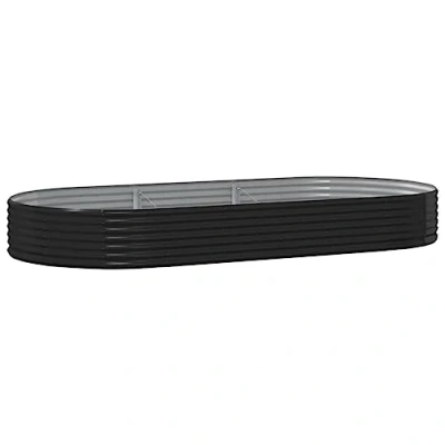 Image of vidaXL Large Garden Raised Bed Powder Coated Steel, Anthracite Color with Ample Planting Space, Ideal for Outdoor Gardens, Patios, or Balconies
