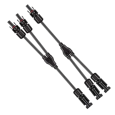 Image of Aiqeer 1 Pair Solar Panel Cable Connector, Photovoltaic Connector Y Branch MFF/FMM (Black)