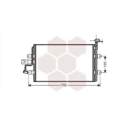 Image of 1J0820413L, 1J0820413N Condenser VAN WEZEL 58005262 without dryer 13mm Aluminium 540mm VOLKSWAGEN: Golf 4, Bora Saloon, SEAT: Leon I Hatchback
