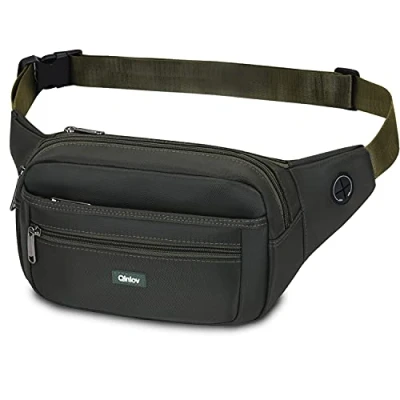 Image of Waterproof Bumbags Running Belt Ligthweight Pouch Waist Packs Breathale Cycling Bum Bag Hiking Travel Dog wolking for Women Men Ladies Boys (DarkGreen)