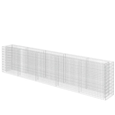 Image of vidaXL Gabion Raised Bed in Galvanised Steel Outdoor Rustproof Mesh Grid Construction Silver Rectangular Planter 450x50x100 cm