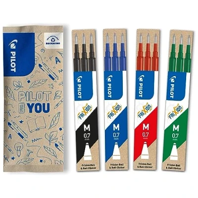 Image of PILOT Frixion Rollerball Refill 0.7 Refills (Pack of 12) (Blue, Black, Red, Green)