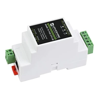 Image of Waveshare RS485 to RJ45 Ethernet Converter Module, Industrial Rail mount Isolated Serial Server,TCP/IP Module,10 / 100M Auto negotiation Connector,with POE Function