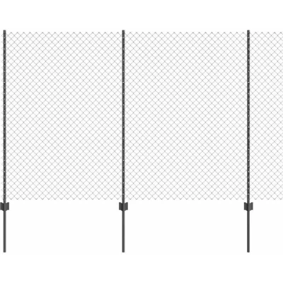 Image of vidaXL Chain Link Fence with 20 U Posts Grey 1.6x10 m Steel