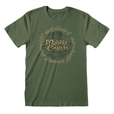 Image of Lord Of The Rings Middle Earth Adults Green T Shirt Small