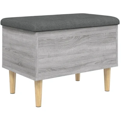 Image of vidaXL Storage bench 62x42x46 cm carved wood gray sonoma oak