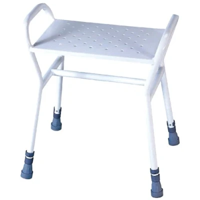 Image of Aidapt Rochester Shower Stool Height Adjustable,Integral handles,Non Slip Rubber Feet,Perforated Drainage Holes in Seat Elderly,Disabled,Pregnancy Post Surgery SUPPLIED ASSEMBLED NO TOOLS REQUIRED