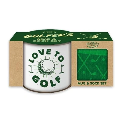 Image of Robert Frederick Gentleman’s Emporium Enamel Golf Mug and Sock Set Gift for Golfing Enthusiasts