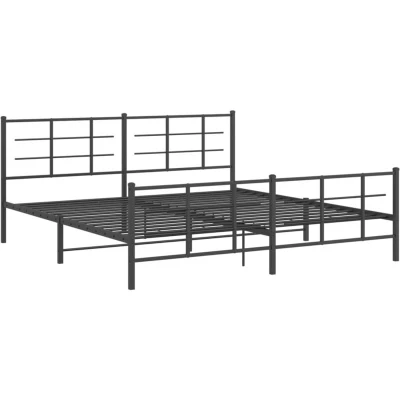 Image of vidaXL Metal Bed Frame without Mattress with Footboard Black 200x200cm