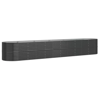 Image of vidaXL Anthracite Raised Garden Bed Powder Coated Steel Planter for Outdoor Use Spacious, Durable, and Stylish Ideal Patios, Gardens, Balconies 440 x 80 68 cm