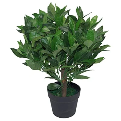 Image of Leaf Design UK Artificial Realistic Bay Laurel Topiary Ball Tree,Green,50cm