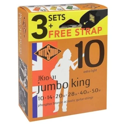 Image of Rotosound JK Akoestisch Gitaar Jumbo King Fosfor Brons Set van 3+Strap JK10 31 F