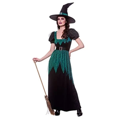Image of Adult Womens Emerald Witch Fancy Dress Costume Large (UK 18 20)