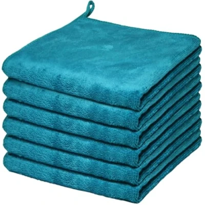 Image of Microfibre Face Cloth Makeup Remover Facial Washcloths Cleaning Towels For Eye Exfoliating Bath 30CM X 6 PACK Ice blue