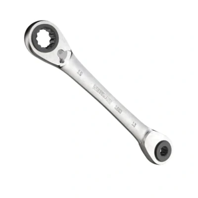 Image of WIESEMANN 1893 Reversible 4 in 1 Double Ring Ratchet Spanner with 10, 13, 17, 19mm 72 Teeth Made of Chrome Plated CV Steel I Wrench from 81031