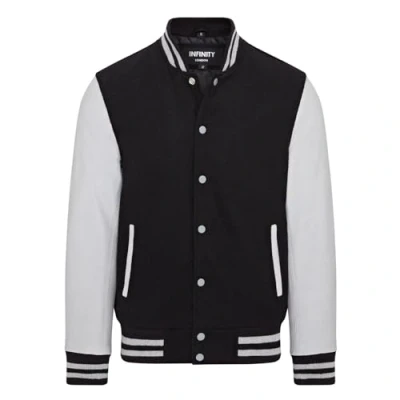 Image of Infinity Leather Mens Letterman Baseball Wool Varsity Bomber Jacket Genoa Black/Dark Grey Size 4XL