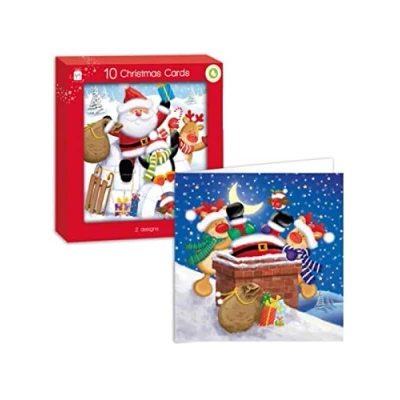 Image of Giftmaker Pack 10 Square Christmas Cards 2 Cute Santa &amp; Friends Designs