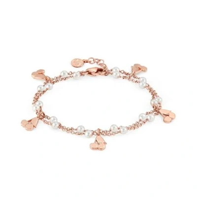 Image of Nomination Bracelet Mon Amour collection in Stainless Steel, 925 Sterling Silver and Pearls. Rose Gold finish. Cherry