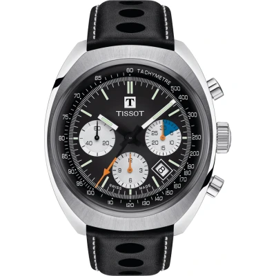 Image of Tissot Heritage 1973 Mens Black Watch T1244271605100 Leather (archived) One Size
