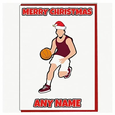 Image of AK Giftshop Personalised Basket Ball Player Themed Christmas Card