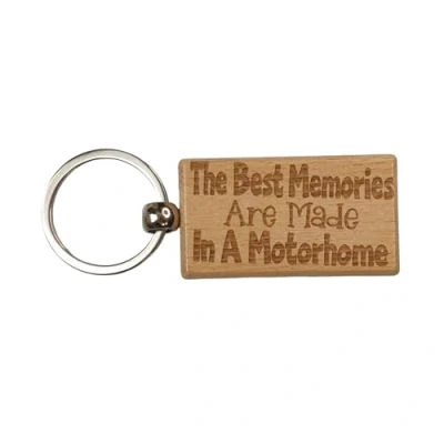 Image of Decalarama Motorhome Keyring Gift The Best Memories Are Made Engraved Wooden Cute Key Fob Fun Novelty Nice Custom Present