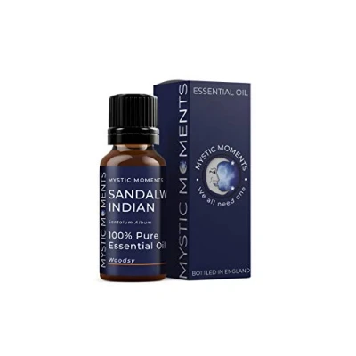 Image of Mystic Moments Sandalwood Indian Essential Oil 5ml Pure &amp; Natural for Diffusers, Aromatherapy Massage Blends Vegan GMO Free