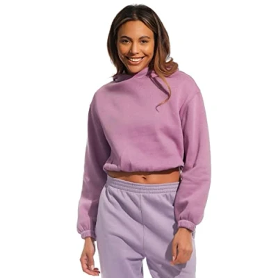 Image of Light &amp; Shade Women&#039;s Lslswt021 Cropped Top Hooded Sweatshirt, XL UK, Violet