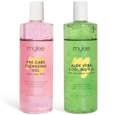 Image of MYLEE Pre &amp; After Care Kit with Aloe Vera Gel (2x500ml) Soothing Cooling Waxing Set, Skin Cleanser for All Types