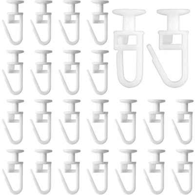 Image of 100 Pcs Curtain Track Hooks, Gliders for Window, with 11 mm Head Rails, Rail Ceiling Set Lockable Folding Hanging Hooks Room and Dividers