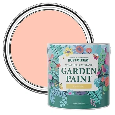 Image of Rust Oleum Peach Mould Resistant Garden Paint In Matt Finish Happy As A Clam 2.5L