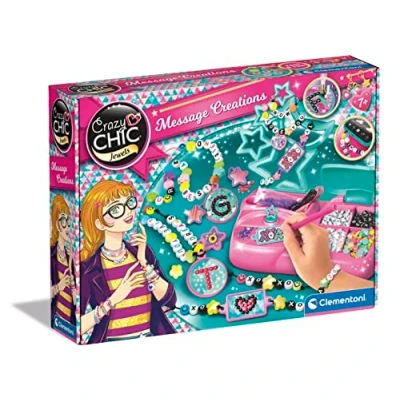 Image of Clementoni Crazy Chic Lab: Jewellery Making Kit for Kids with Letters, Friendship Braclets, Beads &amp; Charms (7+ Years)