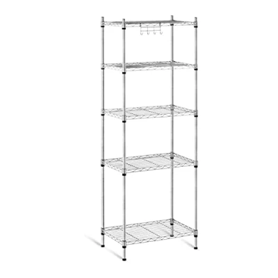 Image of Royal Catering Modular Metal Shelf RCMR 1500P19 (35x55x150cm, 5 Shelves, Max 150kg, Epoxy Resin, Grey)