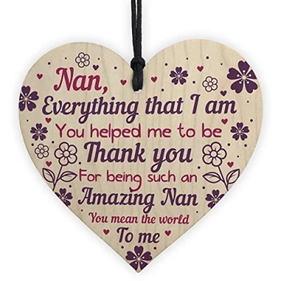 Image of RED OCEAN Thank You Nan Gift Wooden Heart Birthday Special Keepsake