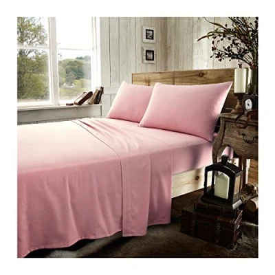 Image of GC GAVENO CAVAILIA Flannelette Plain Dyed Flat Sheet King Pink