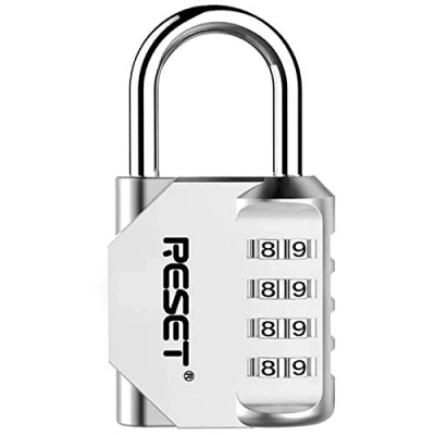 Image of RESET 060 4 Digit Combination Padlock, Outdoor Lock, Indoor Ideal for School Locker, Gym Fence, Gate, Hasp, Shed, Toolbox Sliver, 1 Pack