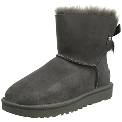 Image of UGG Women&#039;s Mini Bailey Bow Ribbon CLASSIC BOOT, Grey, 5 UK