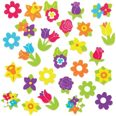Image of Baker Ross Spring Flower Foam Stickers Pack of 120, Easter Crafts, Craft For Kids (AT638)