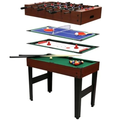 Image of Charles Bentley Games Table, 3 Foot, 4 In 1 Multi Sports Including Pool, Football, Push Hockey, Table Tennis, Two Bats, Net, Cues, Pool Balls, Puck (94x76x54cm)
