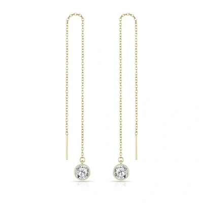 Image of Philip Jones Gold Plated Sterling Silver Thread Earrings Created with Zircondia® Crystals