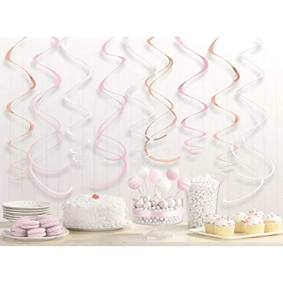 Image of Amscan 670851 Dec Swirl Pl Rose Gold/Blush