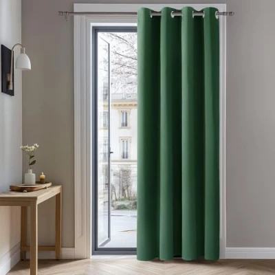Image of Deconovo Door Curtain Thermal Insulated Blackout Ring Top for Bedroom 52&quot;x 84&quot; Dark Forest 1 PANEL